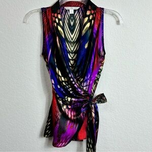 Boston Proper Snake-print Wrap Blouse Sz 2